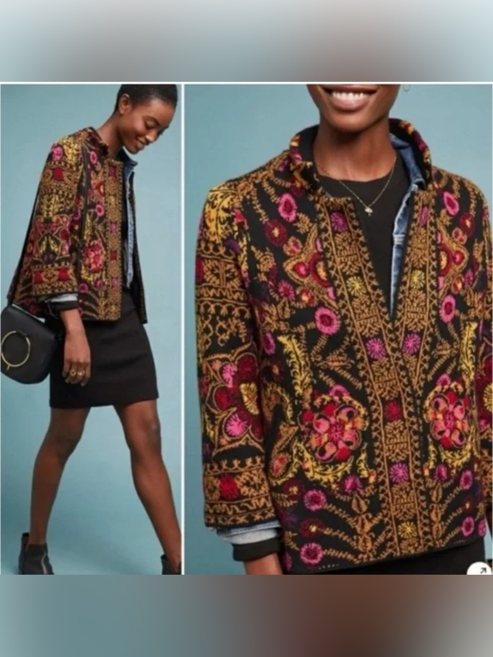 Anthropologie Moth Payton Jacquard Floral Jacket/Cardigan (size XS)